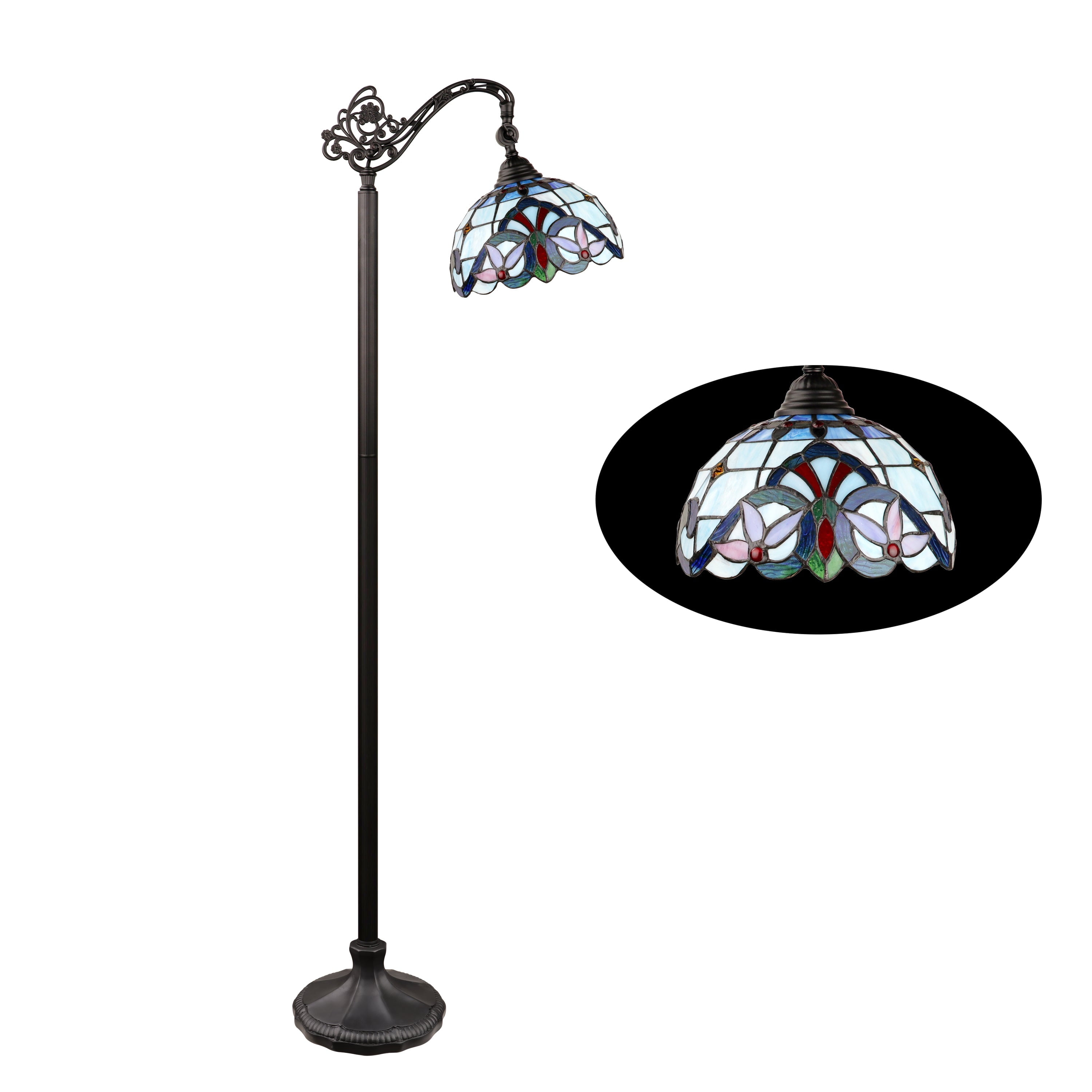RADIANCE Goods Victorian-Style 1-Light Dark Bronze Finish Reading Floor Lamp 11" Shade