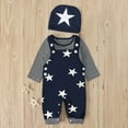 thumbnail image 5 of Penkiiy Toddler Boy Star Print Pattern Long Sleeve Overalls Clothes Hat Three-piece Sute Tank Top Sets for Boys 3-4 Years Blue On Clearance, 5 of 9