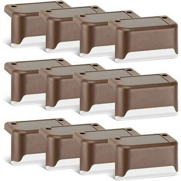 12 Pack Solar Patio Lights, Bronze Finish Waterproof LED Lights for Outdoor Pathway, Yard, Deck, Stairs, Steps and Fences. White hot