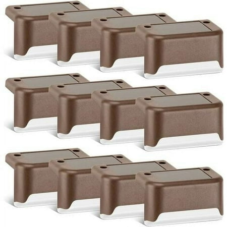 

12 Pack Solar Patio Lights Bronze Finish Waterproof LED Lights for Outdoor Pathway Yard Deck Stairs Steps and Fences. White hot