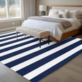 thumbnail image 5 of Navy Blue Striped Large Area Rugs for Bedroom Living Room, Soft Non Slip Carpet Bedside Rug, Modern Farmhouse Blue White Stripes Rectangular Floor Cover Kitchen Accent Rug 6'x9' for Office, 5 of 9