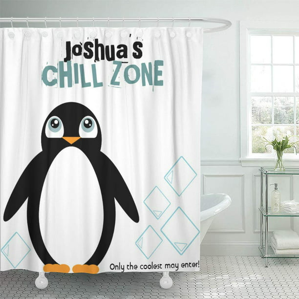 Cynlon Arctic Boy Penguin Personalized, Penguin Shower Curtain