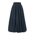 thumbnail image 4 of Women's High Waist Flared Blossom Midi Skirt Elastic Waist Skirt with Big Pockets Comfortable Casual Daily Skirt, 4 of 8