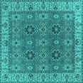 thumbnail image 1 of Ahgly Company Machine Washable Indoor Square Oriental Turquoise Blue Industrial Area Rugs, 3' Square, 1 of 4