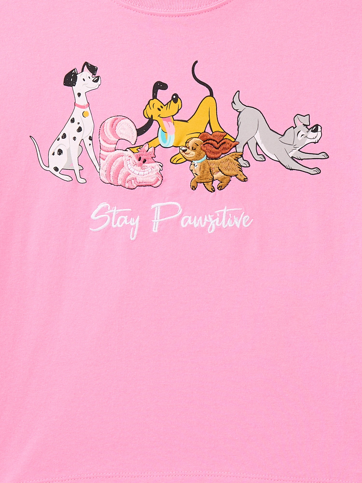 Disney Pets Girls Embroidered Graphic Tee with Short Sleeves, Sizes 4-16