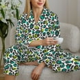 thumbnail image 6 of Haiem Green Leopard Pattern Women’s Long-sleeve Sleepwear,Sleepwear Set,2-piece Loungewear Set,Soft PJs Comfy Nightwear with Pockets-X-Large, 6 of 7