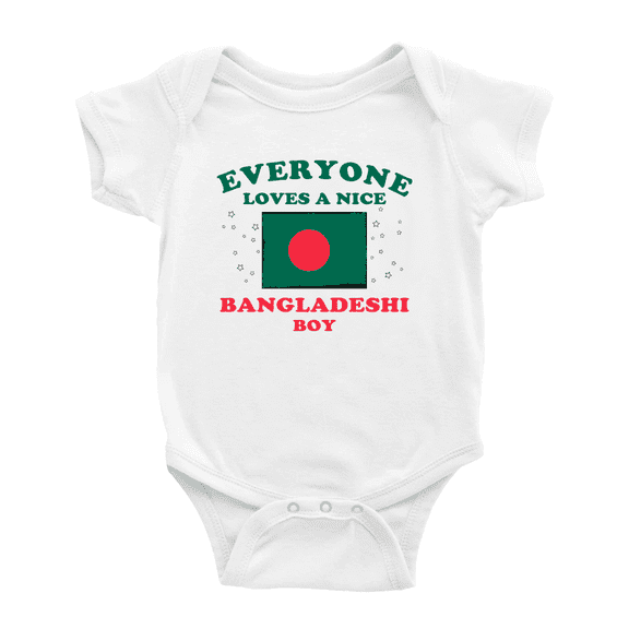 Everyone Loves a Nice Bangladeshi Boy Cute Baby Bodysuit (White, 6-12 Months)