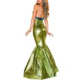 thumbnail image 2 of Sunloudy Vestido largo de Halloween para mujer, sin mangas, con cordones, cuello halter, espalda descubierta, patchwork, sirena, vestido de cosplay Sunloudy moda, 2 of 7