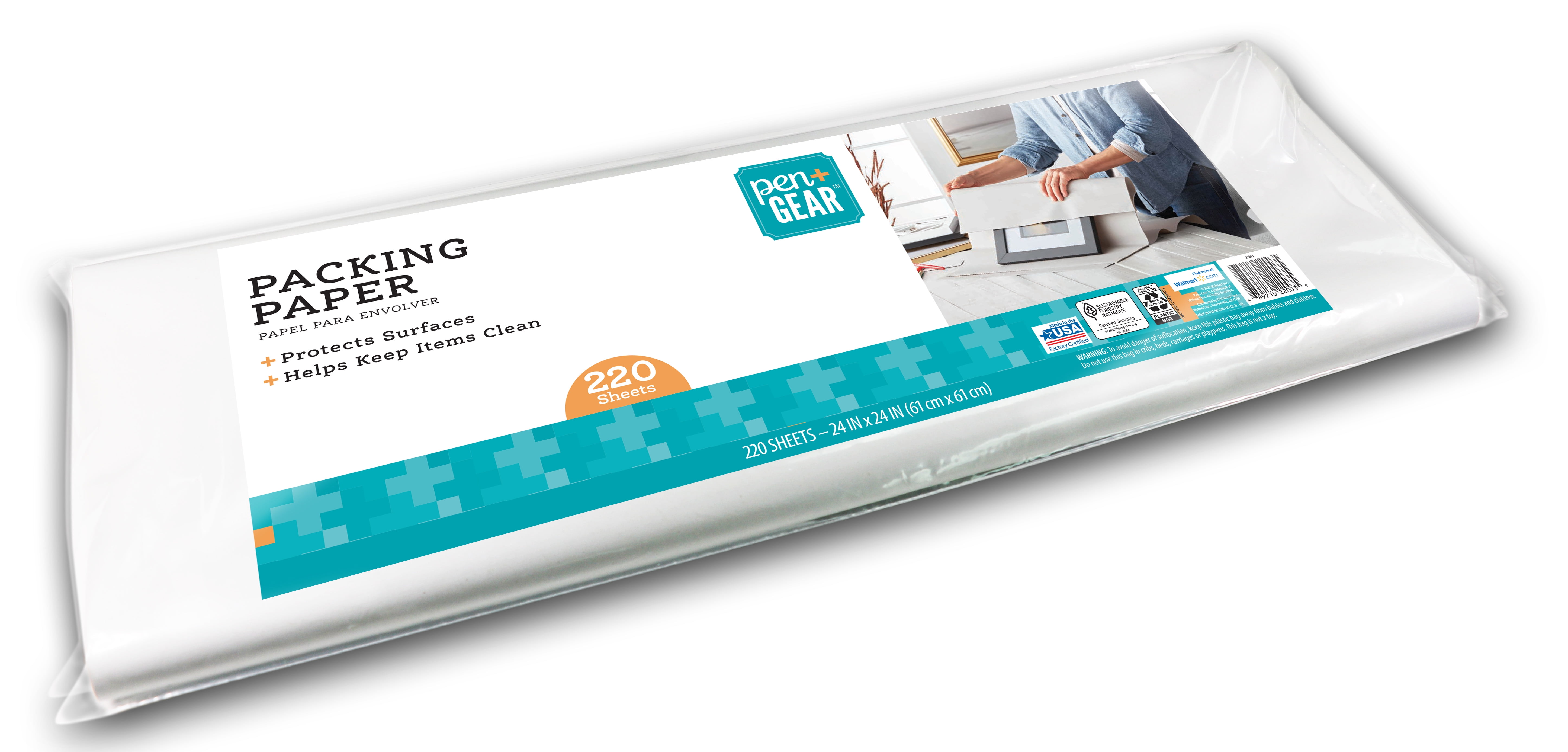Pen+Gear 24 in. x 24 in. White Packing Paper for Moving & Shipping, 220 Sheets
