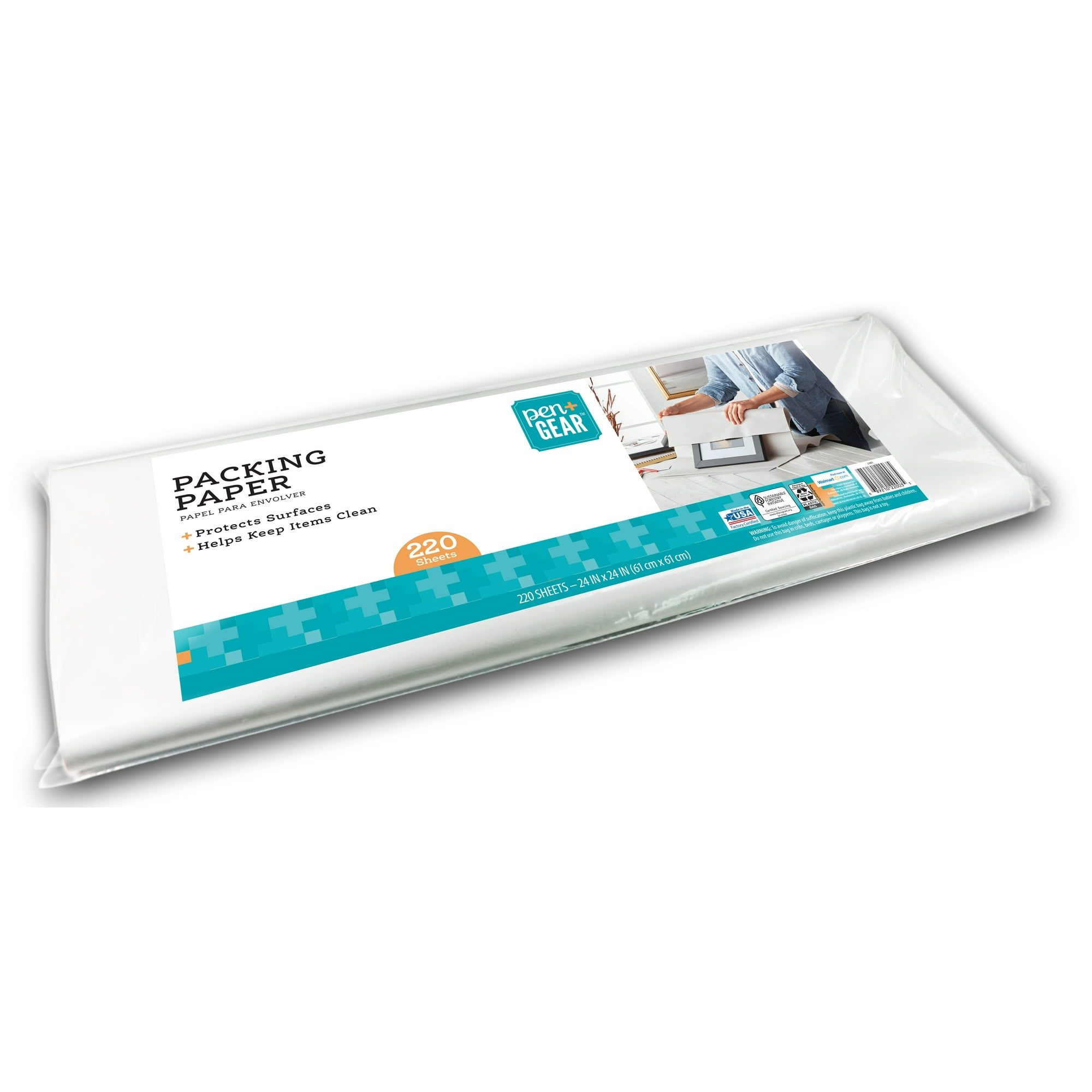 Pen+Gear 24 in x 24 in White Packing Paper for Moving & Shipping, 220 Sheets, 7.22 lb