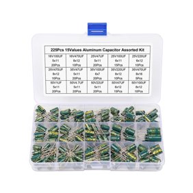 225PCS Assorted Aluminum Capacitors Comprehensive Capacitor Set Simple to Operate for Electronic Projects & Repairs