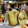 thumbnail image 7 of LRYYBTI Ice Bucket with Lid - 3L Double Wall Stainless Steel Ice Bucket Keeps Frozen Longer - Insulated Ice Bucket with Tong and Strainer - Perfect for Parties, Cocktail bar, Wine, Champagne, Gold, 7 of 7