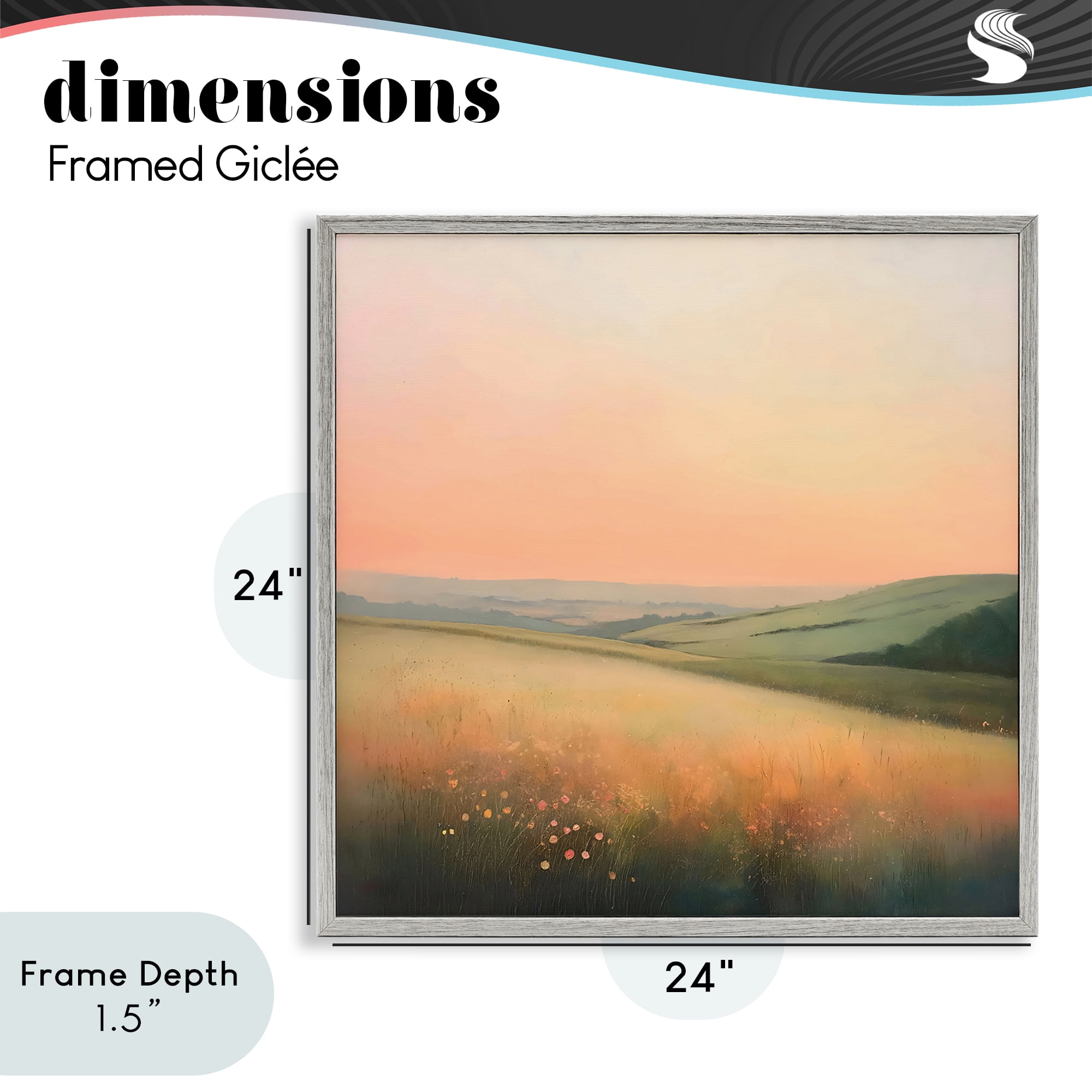 Stupell Industries Sun Coming Up Over Meadow Gray Framed Giclee Art, design by Creative Studio