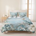 thumbnail image 3 of Twin Quilt Set 68''x86'', Blue Coastal Lightweight Summer Bedspread Coverlet Set with 2 Pillow Shams, Beach Nautical Anchor Starfish Botanical Breathable All Season Quilt Bedding for Dorm/Bedroom, 3 of 9