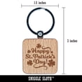 thumbnail image 2 of Happy Saint Patrick's Day with Shamrocks Square Keychain Charm Tag - Engraved Wood, 2 of 6