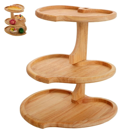 Masteelf Wooden Cupcake Stand Rustic Dessert Table Display 3 Tiered Tray Stand Tabletop Boho Display Shelf For Cake Cupcake Cookies Crafts