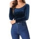thumbnail image 1 of INSPIRAR CHIC Blusas Cortas de Terciopelo de Manga Larga Off Shoulder para Mujeres XL Azul Oscuro, 1 of 6