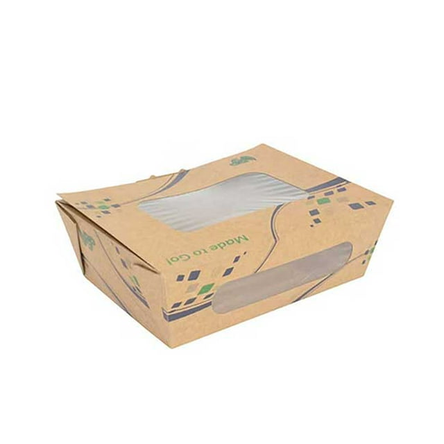 Pack N Eat Kraft Paper Small Salad Box with Window, 6.25 x 4.5 x 2 in -- 250 per case