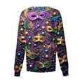 thumbnail image 3 of Women's Mardi Gras Scrub Jacket Button Down Long Sleeve Holiday Scrubs Top Carnival Mask Printed Nurse Working Uniforms, 3 of 3