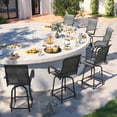 thumbnail image 6 of ELPOSUN Patio Swivel Bar Stools Chair of 6, Outdoor Bar Height Set, All Weather High Back and Armrest Rocking Stools & Bar Chairs for Backyard, Lawn Garden, Balcony and Pool, Dark Gray, 6 of 6