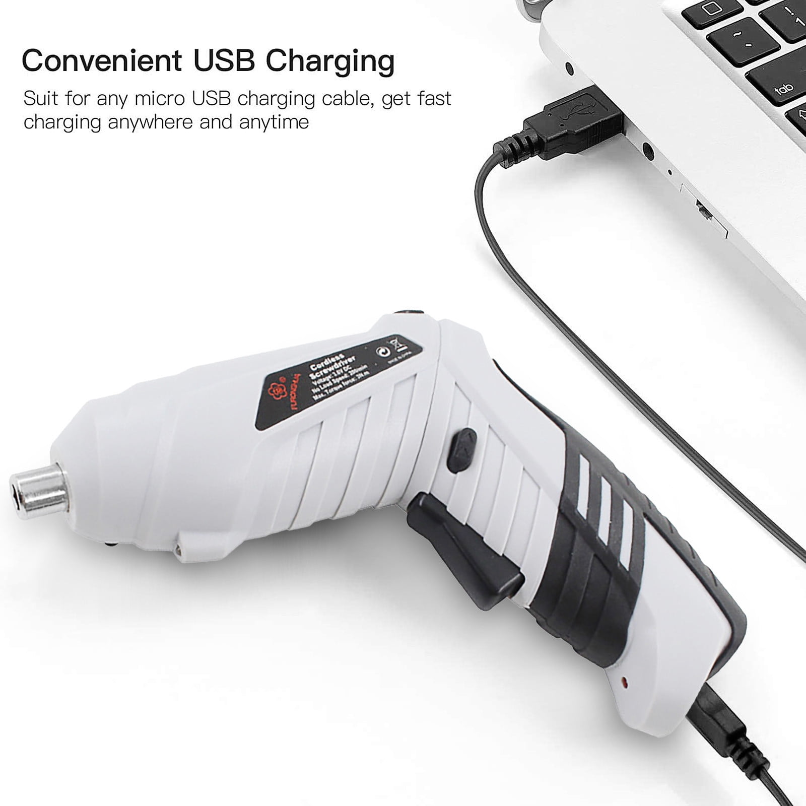 LYINGF Foldable Electric Screwdriver,Rechargeable with USB,Screwdriver Cordless Rechargeable Small Power Drill Set Torque Electric Rotatable with LED Light Screwdriver for Home Office DIY Tools