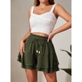 thumbnail image 4 of Pantalones de falda con volantes de doble capa for mujer, con cintura elástica y cordón, pantalones de falda informales antiexposición deportivos, 4 of 7