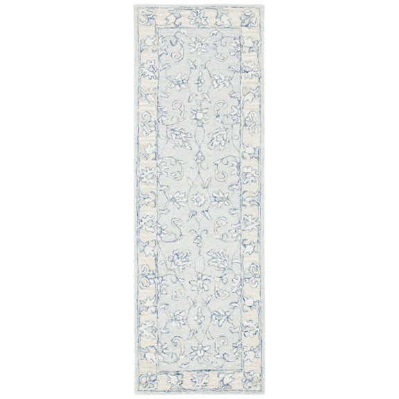 SAFAVIEH Micro-Loop Calista Oriental Runner Rug, Blue/Beige, 2'3" x 11'