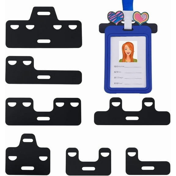 21pcs 7 Styles Badge Buddy Topper Black Acrylic Card Holder ID Badge Topper Buddy Pin Holder Fit Vertical Horizontal Badge Holder