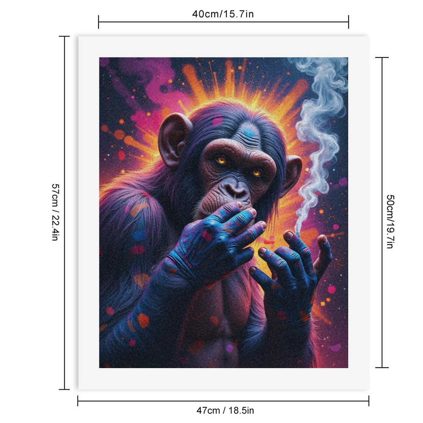 Paint By Numbers Kit for Adults Beginner - Primate Smoky Aura Vibrant Art DIY Canvas Painting Kits for Adults, Frameless Paint By Number for Adults for Home Wall Decor 16x20 Inch