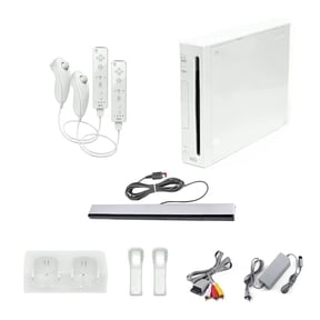 Restored Nintendo Wii Console White Premium Bundle with 2 Remotes and Nunchuks, 1, 1, 1
