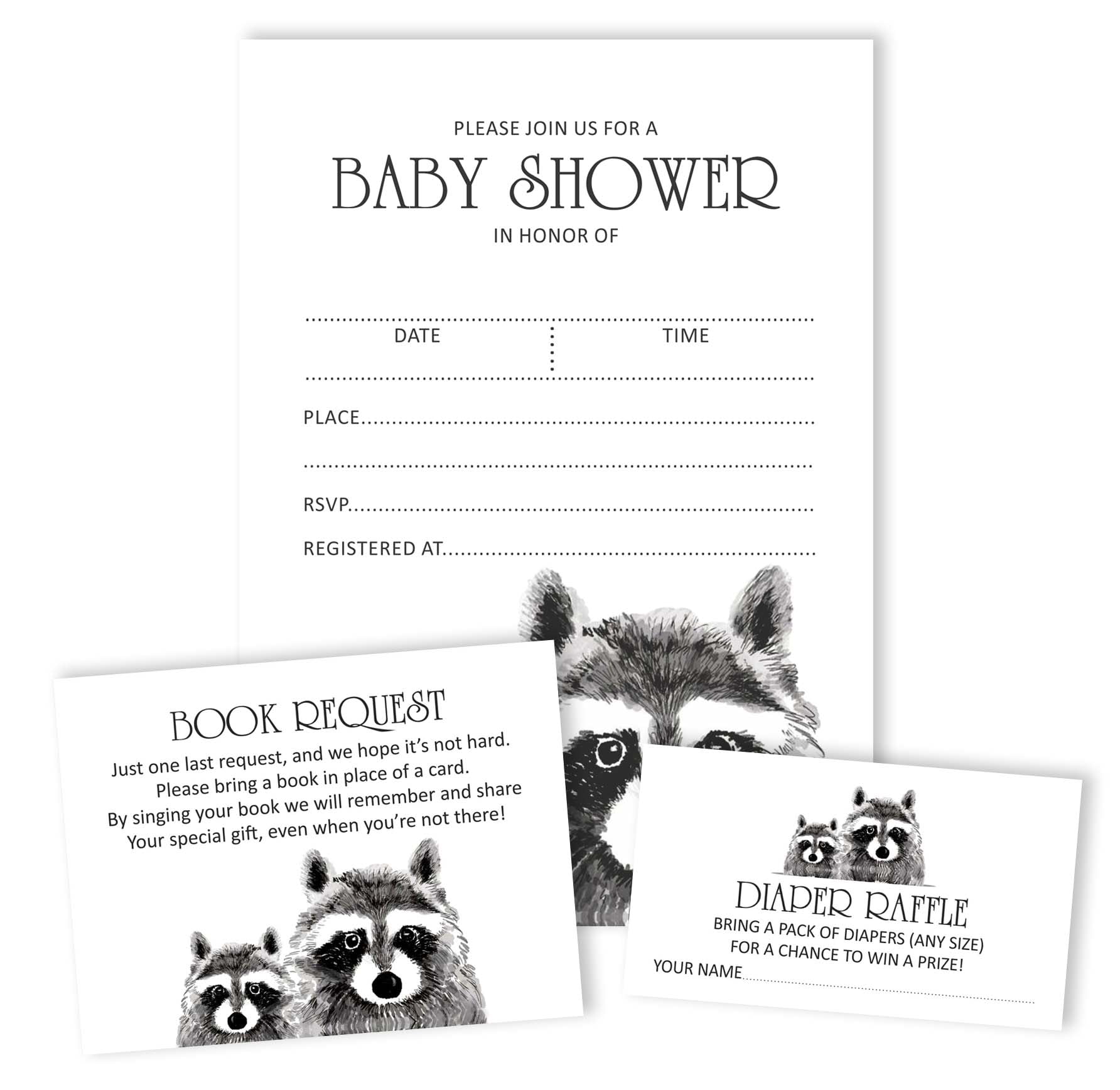 Inkdotpot Set Of 30Jungle Animals Baby Shower Invitations-Diaper Raffle Tickets And Baby Shower Book Request Cards Gender Neutral Invites Its A Boy Its A Girl