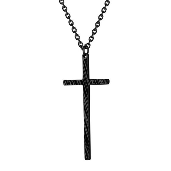 PAMTIER Unisex Stainless Steel Vintage Cool Irregular Honeycomb Pattern Cross Biker Pendant Faith Crucifix Necklace Black with 23.6" Chain