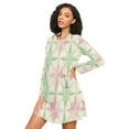 thumbnail image 3 of FORMRS Womens Long Sleeve Nightgowns Crew Neck Sleep Shirt Soft Pajamas Sizes S-3XL, Beige Symmetrical Stars, 3 of 8