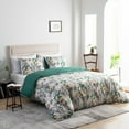 thumbnail image 3 of Jolusere Botanical Floral King Comforter Sets, 3 Pieces Beige Green Leaves Reversible Bedding Sets for Adults All Season, 3 of 9