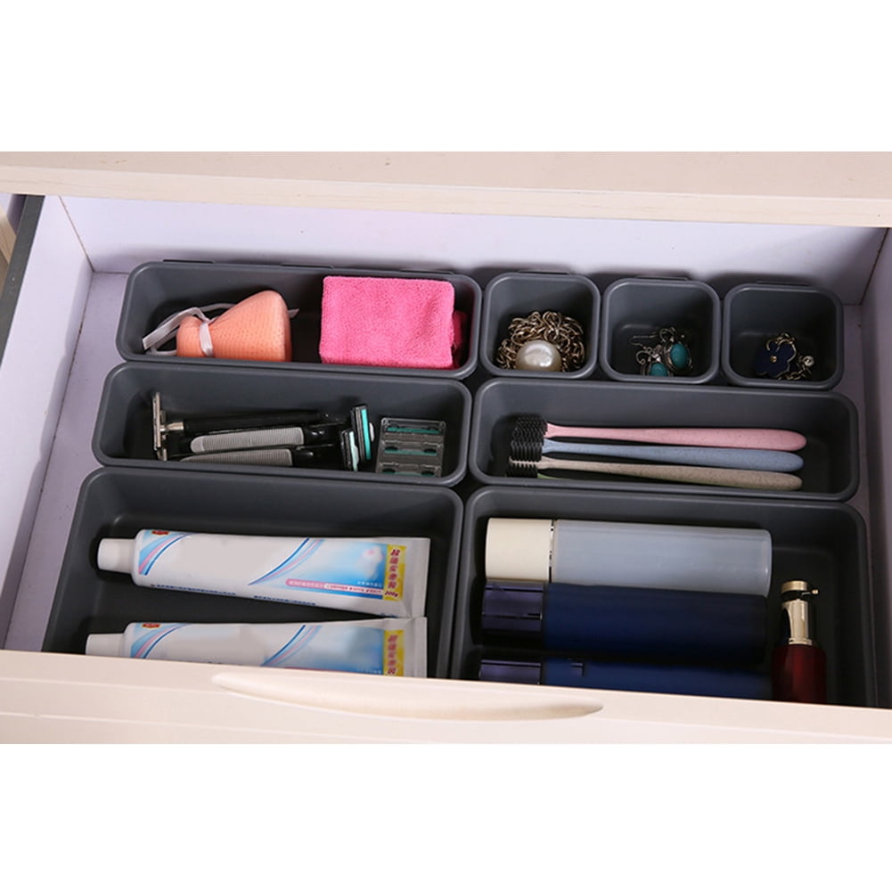 8Pcs Storage Organizer Box Drawer Make Up Brush Holder Jewelry Storage Pot Cover