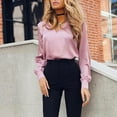 thumbnail image 2 of Camisas con botones de manga larga a la moda con cuello en V sólido informal para mujer Pompotops gfhjh5867, 2 of 9