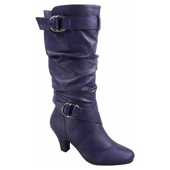 Maggie-39 Women's Round Toe High Heel Zipper Mid-Calf Causal Dress Boots Shoes