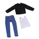 thumbnail image 4 of Ropa de muñeco en miniatura para hombre a escala 1/12: chaleco, camisa y vaqueros, a la moda. negro, 4 of 9