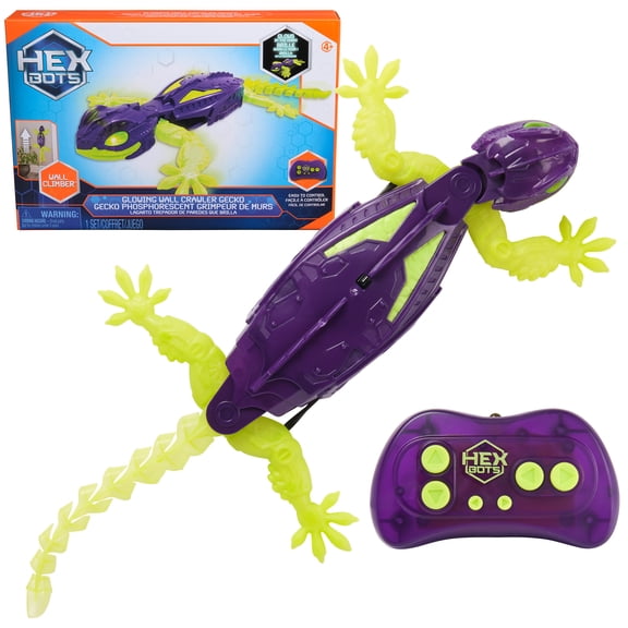 HEX BOTS Glow-in-the-Dark Gecko with Official Wall Climber Technology, Rechargeable Remote Control Robot Kids Toys, Prank Toys for Boys & Girls Ages 4 & Up