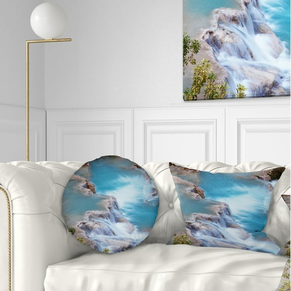 Designart Stunning Aerial View of Havasu River - Landscape Printed Throw Pillow - 12x20