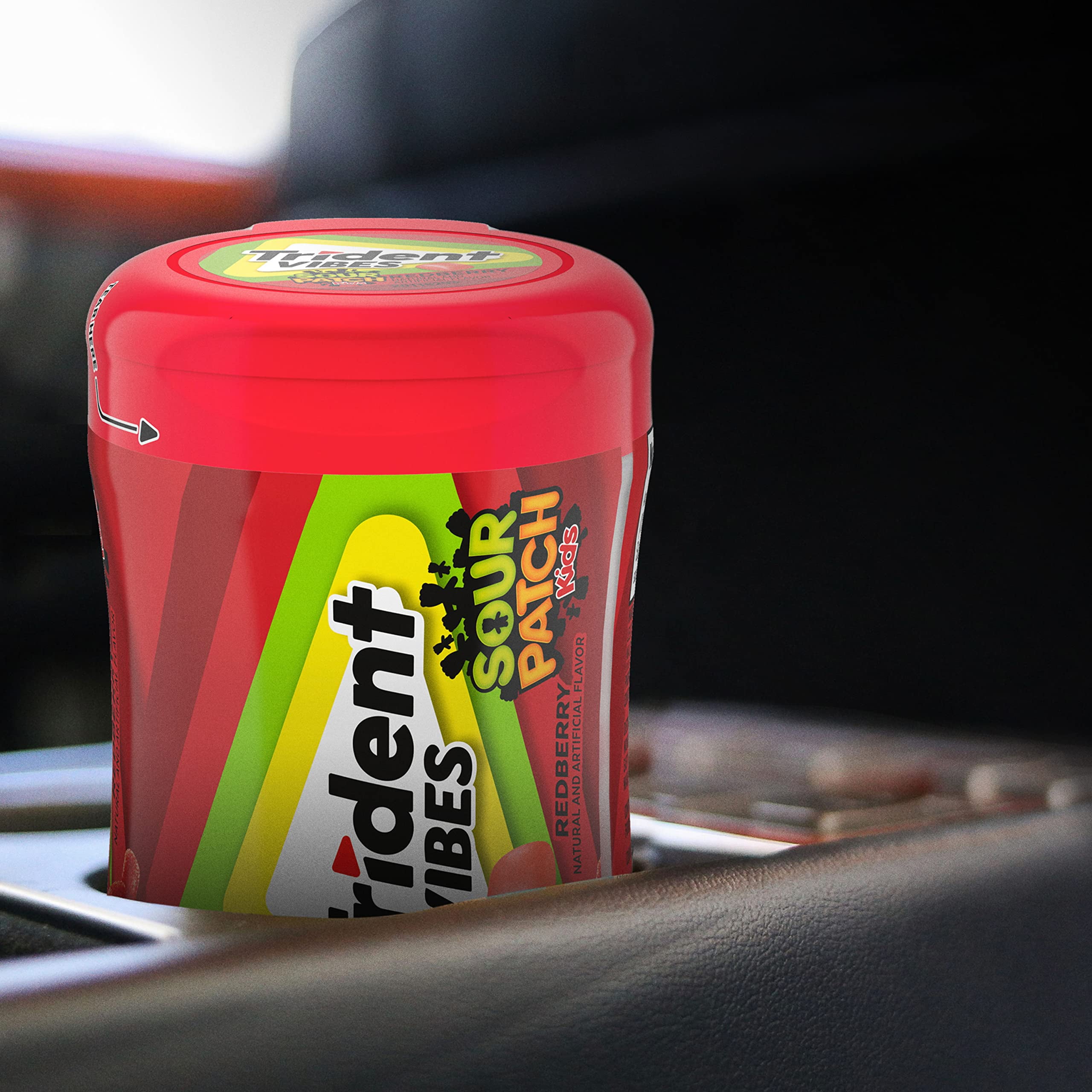 Trident Vibes Sour Patch Kids Redberry Sugar Free Gum, 4 - 40 Piece Bottles (160 Total Pieces)