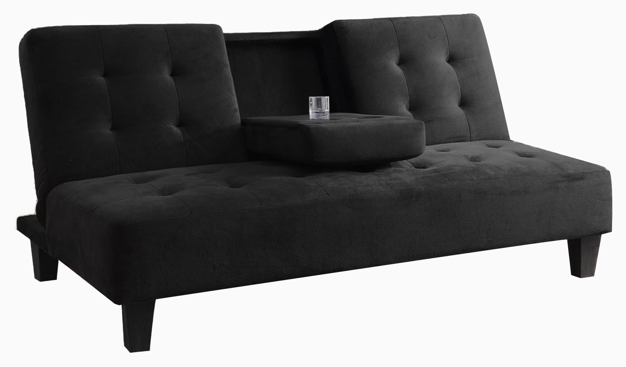 Madrid Futon Sofa Bed with Cup Holder in Black Walmart