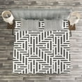 thumbnail image 3 of Ambesonne Geometric Quilted Bedspread Set 3 Pcs, Short Lines Abstract, King Size, Charcoal Grey White, 3 of 3