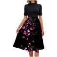 thumbnail image 2 of FDGIU Vintage A-Line Skirt - Women's High Waist Pleated Midi Skirt with Pockets (Polka Dot, Rockabilly Style), 2 of 6