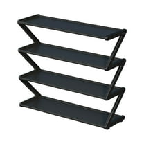 LACKUST Foldable Plastic Shoe Rack, Pre-Assembled Black Entryway Organizer for Dorm/Rental, Space Saving Heavy Duty Easy to Clean