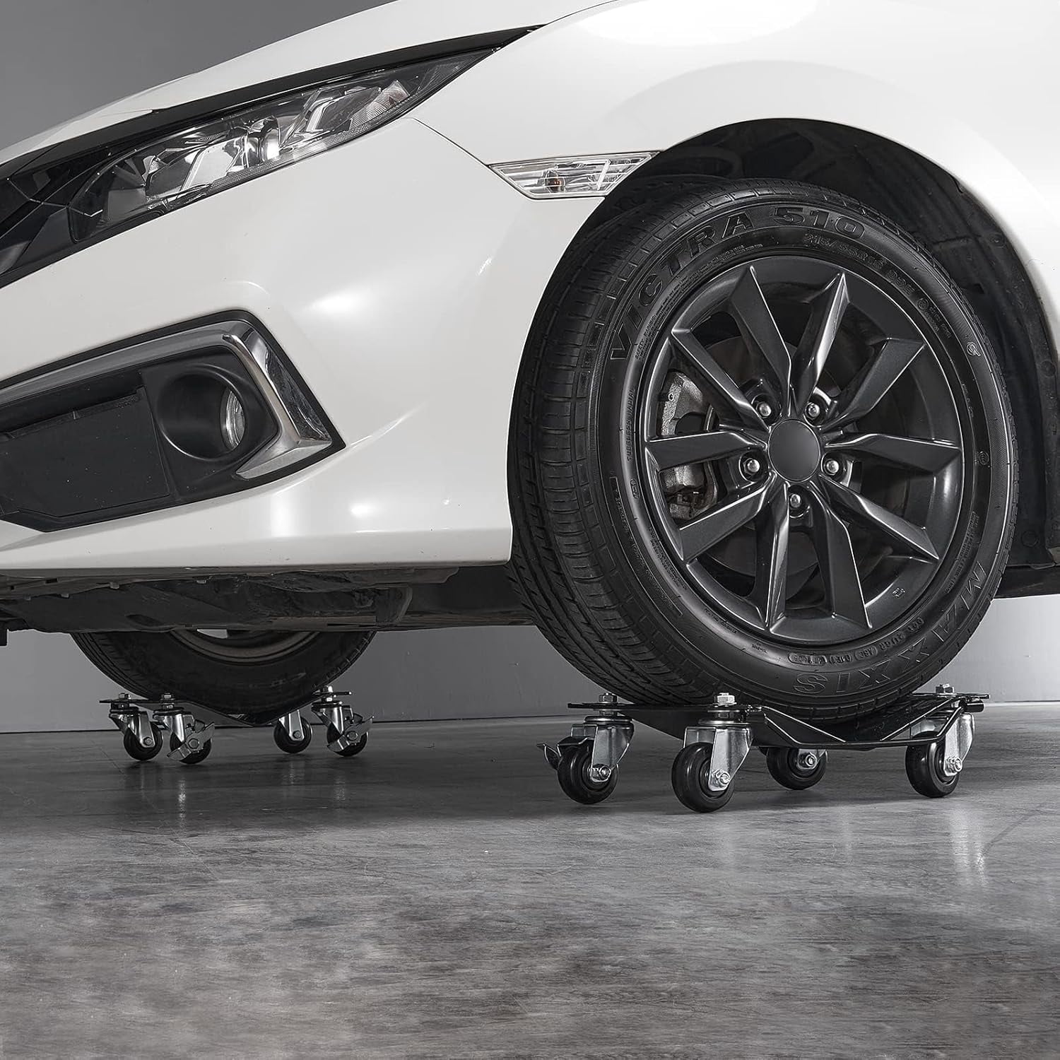 HPDMC Car Tire Stakes - 3000 lbs Capacity (1500 lbs per Skate), Heavy Duty Wheel Dolly Set of 2, Vehicle Movers with 3" Ball Bearing Casters, 16" x 12"