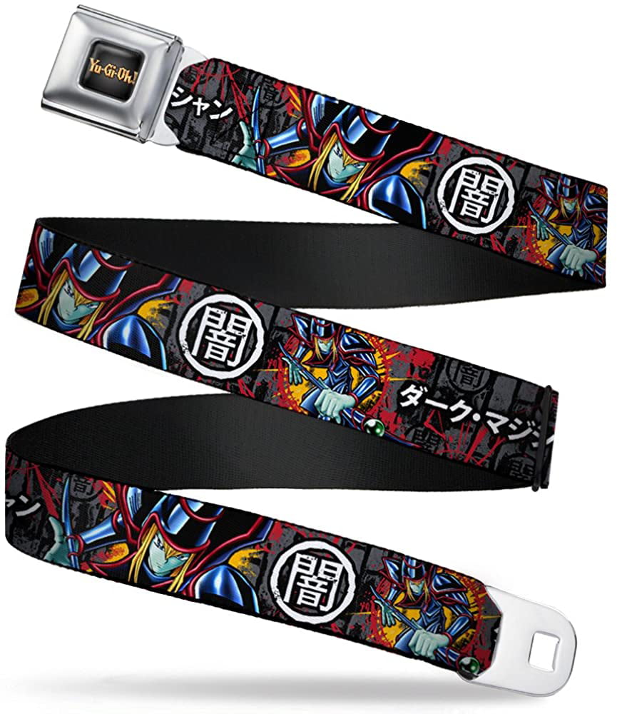 Buckle-Down Seatbelt Belt YU-Gi-Oh 1.0 Wide 4-Character Pose Black/Red/Electric Multi Color 20-36 Inches in Length