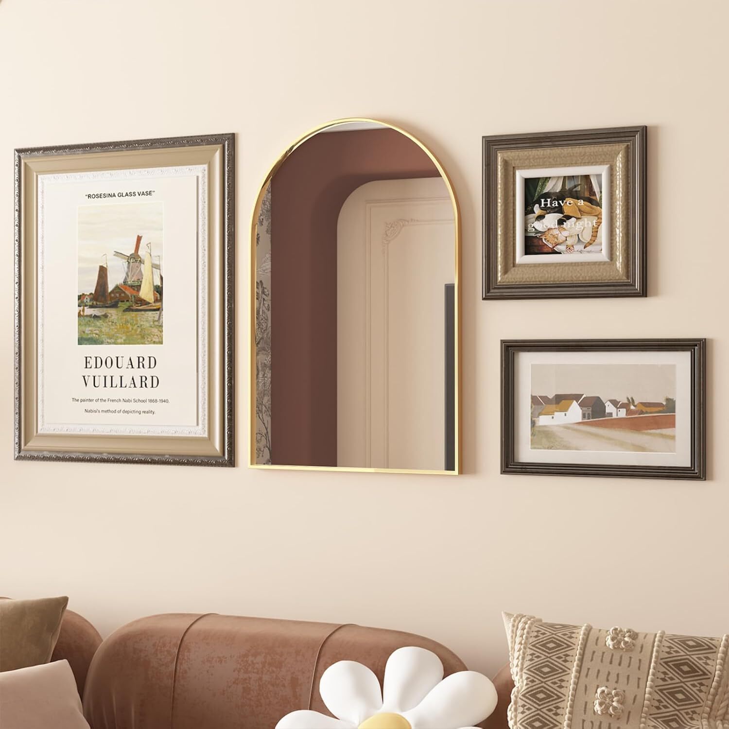 Anyrose 30" x 20" Gold Arched Bathroom Vanity Wall Mirror