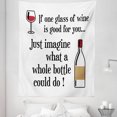 thumbnail image 1 of Drinking Sayings Tapestry, If 1 Glass of Wine for You Imagine What a Whole Bottle Do Lettering, Fabric Wall Hanging Decor for Bedroom Living Room Dorm, 5 Sizes, Black Ruby White, by Ambesonne, 1 of 1