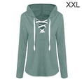 thumbnail image 1 of Sudadera con capucha para mujer Sudadera con capucha y cuello en V Suéter de manga larga con tirantes, XXL, Verde Gris Advancent AP000968-10, 1 of 7